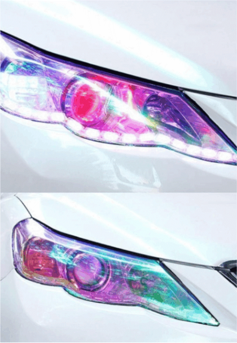 Autófényszóró lámpabúra fólia kavicsvédő színes kaméleon sötétítő