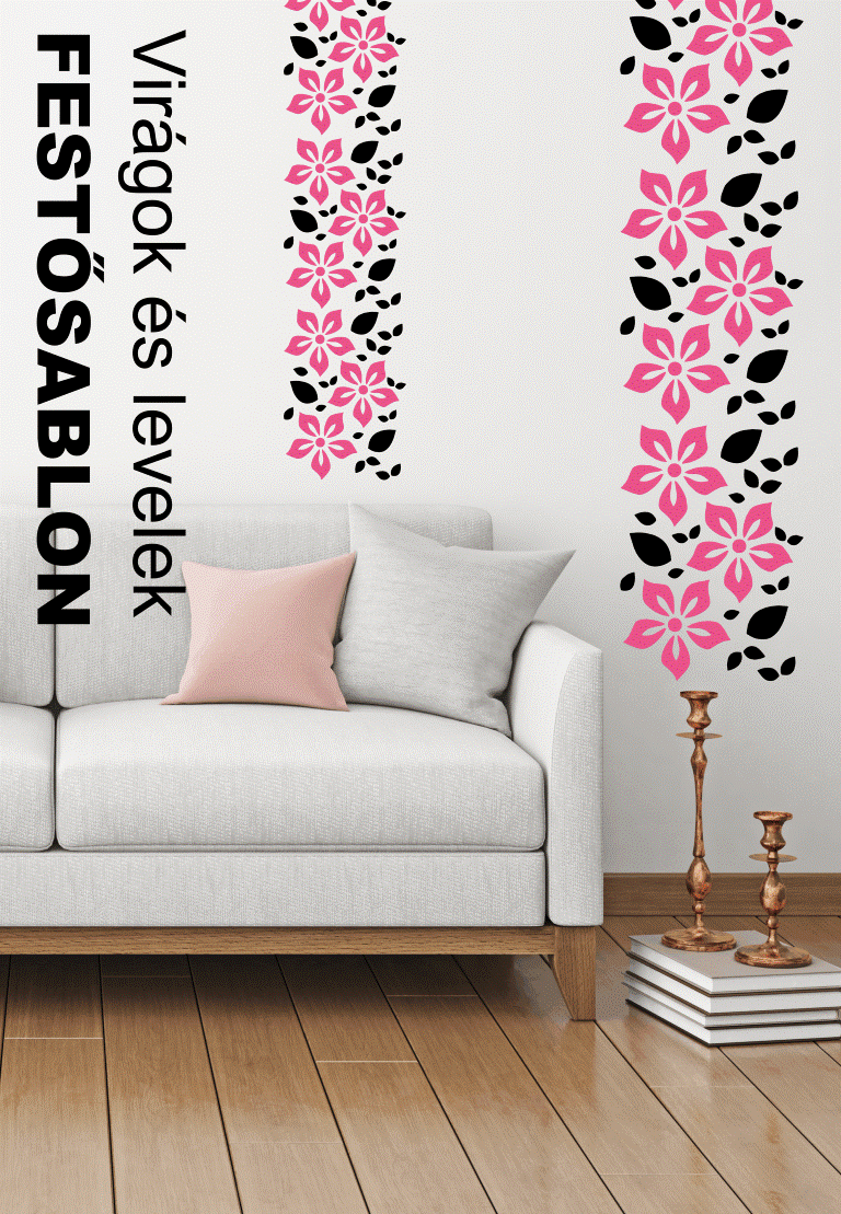 Virágok és levelek festősablon